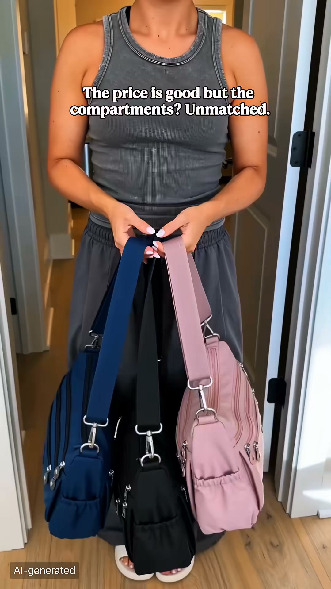 Multi-Pocket Campus Nylon Crossbody Bag