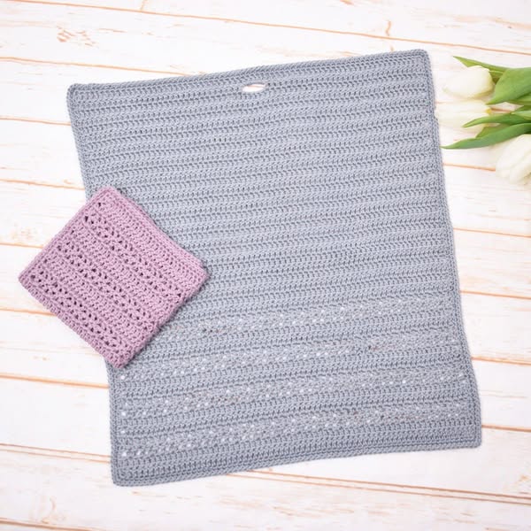 Modèle en Crochet GRATUIT : Romantic - Serviette de cuisine au crochet