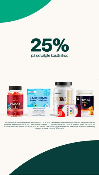 Spar 25% på udvalgte kosttilskud