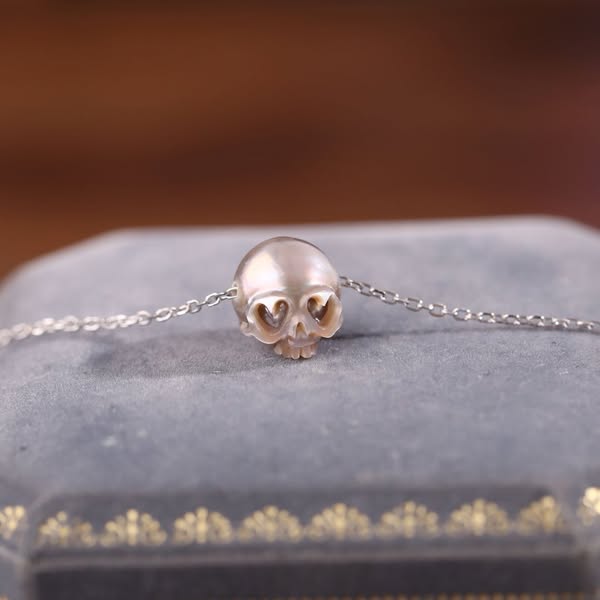 Carved Pearl Skull Jewelry