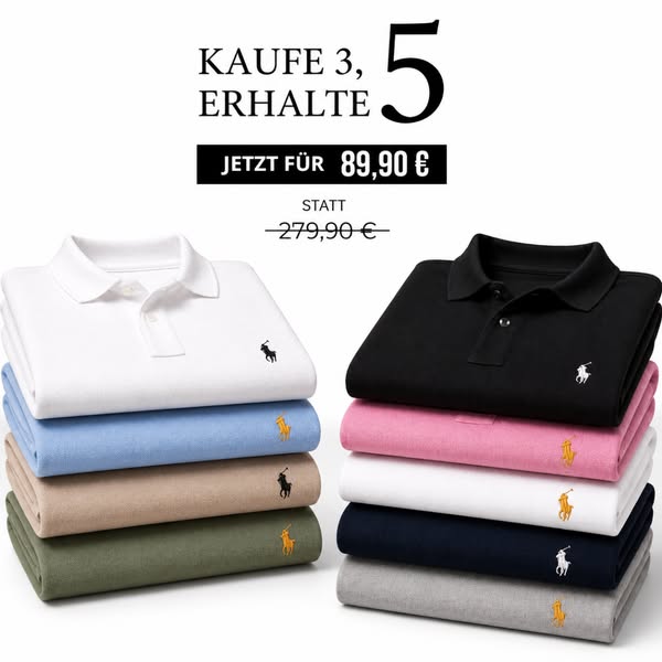 5 Polos für 89,90 €