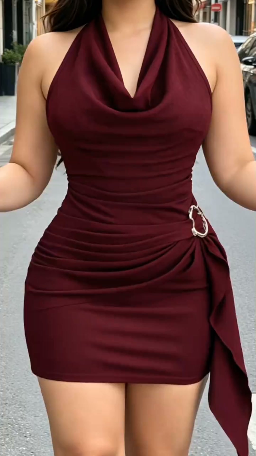 50%OFF-V Neck Halter Dress