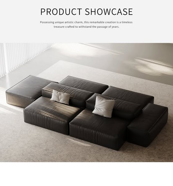 Sleek Black Modular Sofa For Relaxed Family Moments