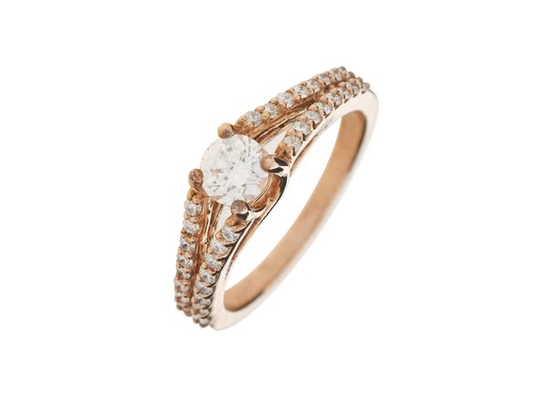 9ct Rose Gold 0.98ct Diamond Ring & Diamond Shoulders by Britannia Jewellery