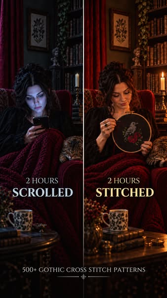 Start Your Ritual Tonight — 500+ Gothic Cross Stitch Patterns.
