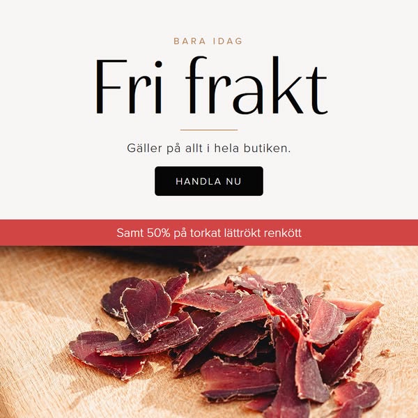 Fri frakt + 50 % på renkött