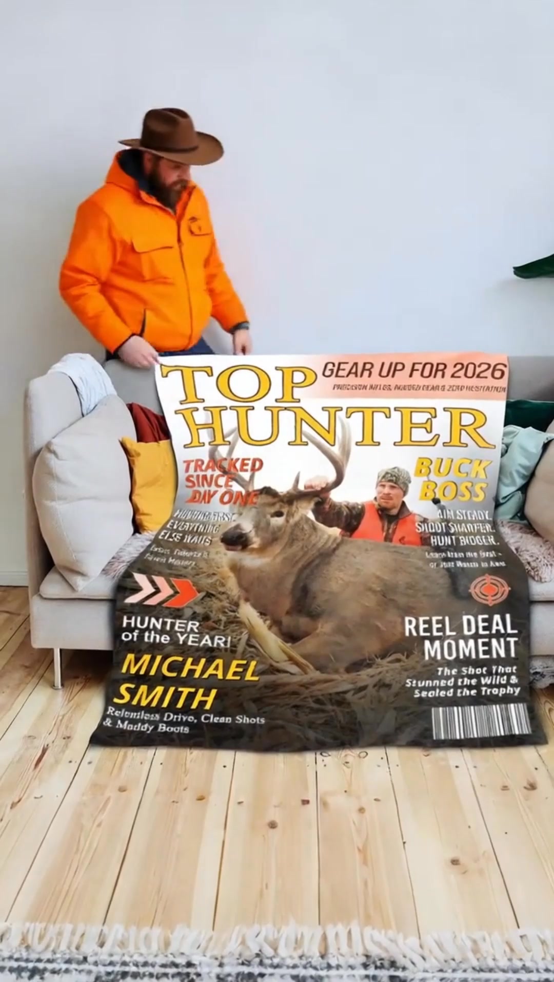 Personalized Hunting Magazine Cover Blanket