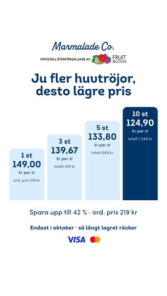 Ner till 124,90 kr per huvtröja