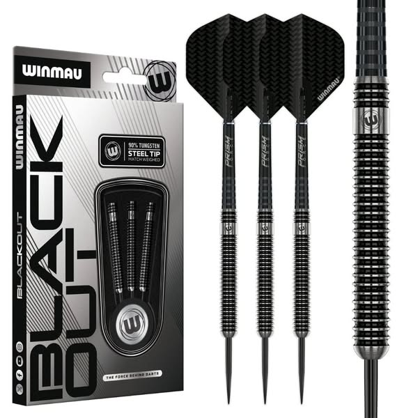 Winmau Blackout steeltip dartpijlen | 90% Tungsten | Parallel