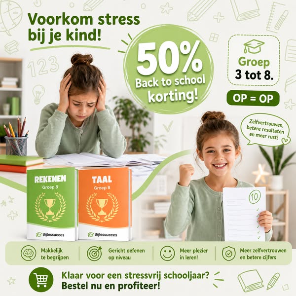 ALLEEN OP DIT MOMENT 50% BACK TO SCHOOL KORTING OP ALLE OEFENBOEKEN GROEP 3 T/M 8