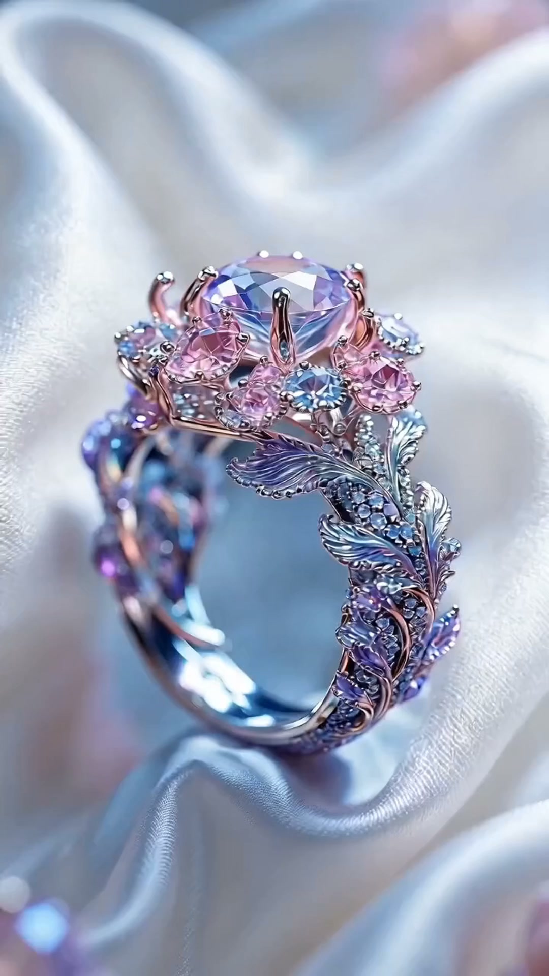 Dreamy Floral Feather Statement Ring