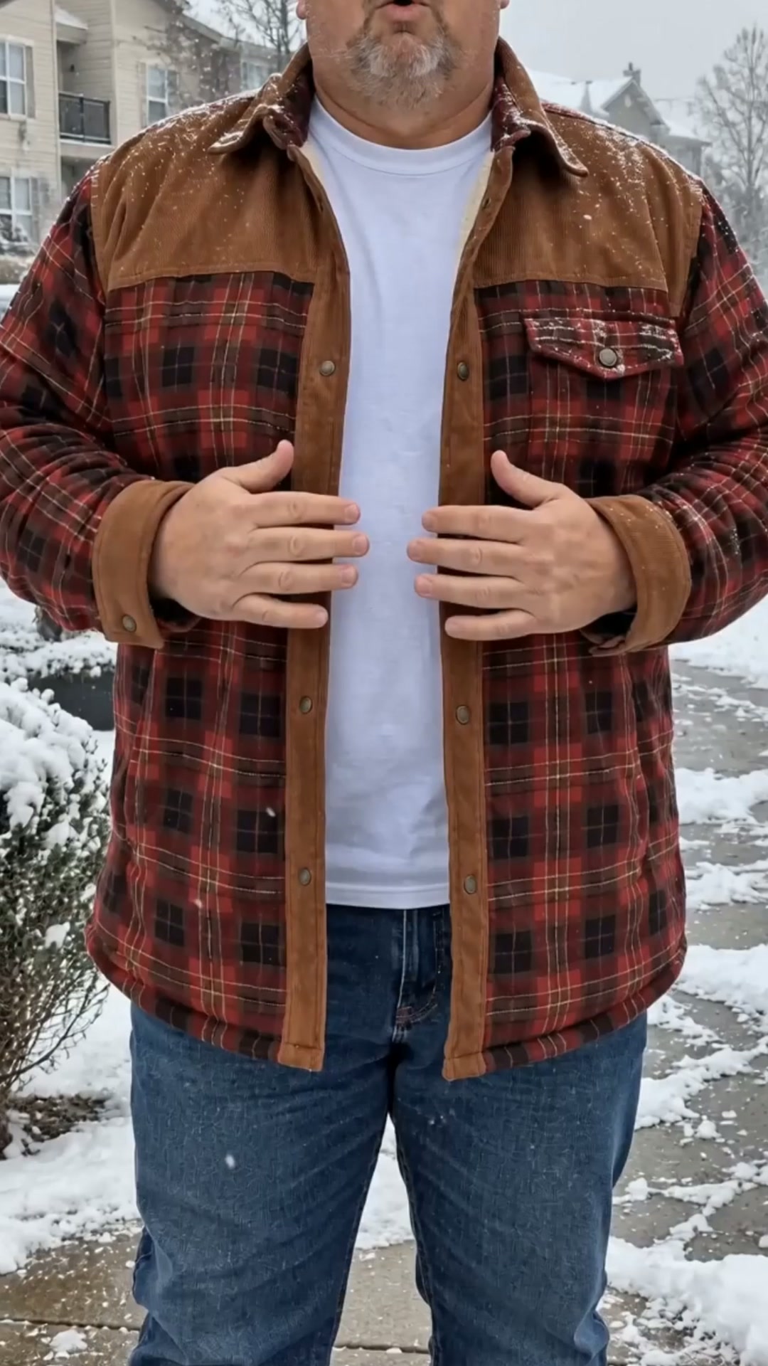 KZZ Men's Plaid Shirt Jacket