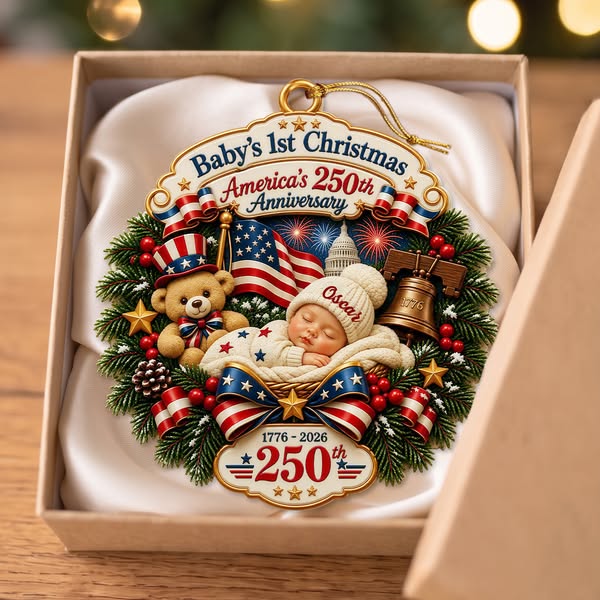 Personalized Baby's 1st Christmas Patriotic Ornament