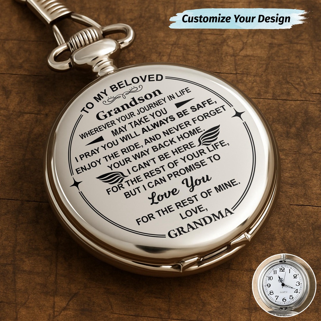 A Timeless Treasure for Your Grandson! Show Your Love with a Personalized Pocket Watch.
