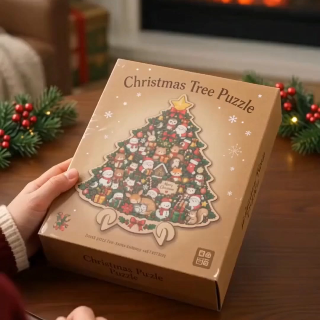 XmasWood – Puzzle en Bois de Noël 3D avec Socle Expo