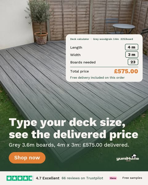 Type your deck size, get the price
