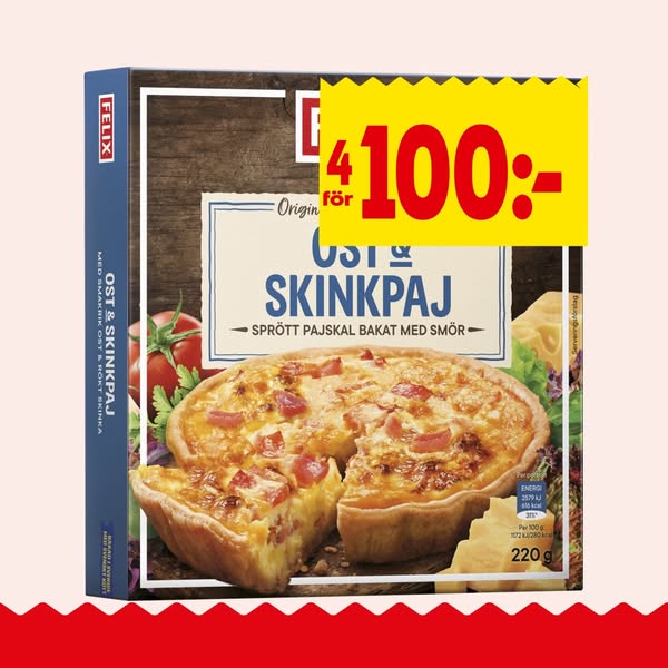 Ost & skinkpaj Fryst 220g Felix