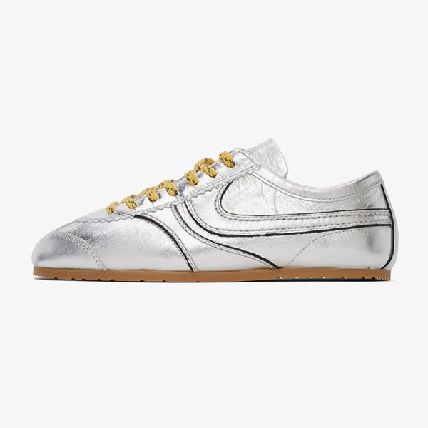 Futuristic Silver Calfskin Low Sneakers