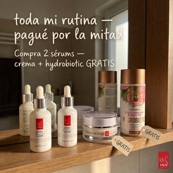 Compra 2 sérums Rose Elixir, crema y Hydrobiotic gratis