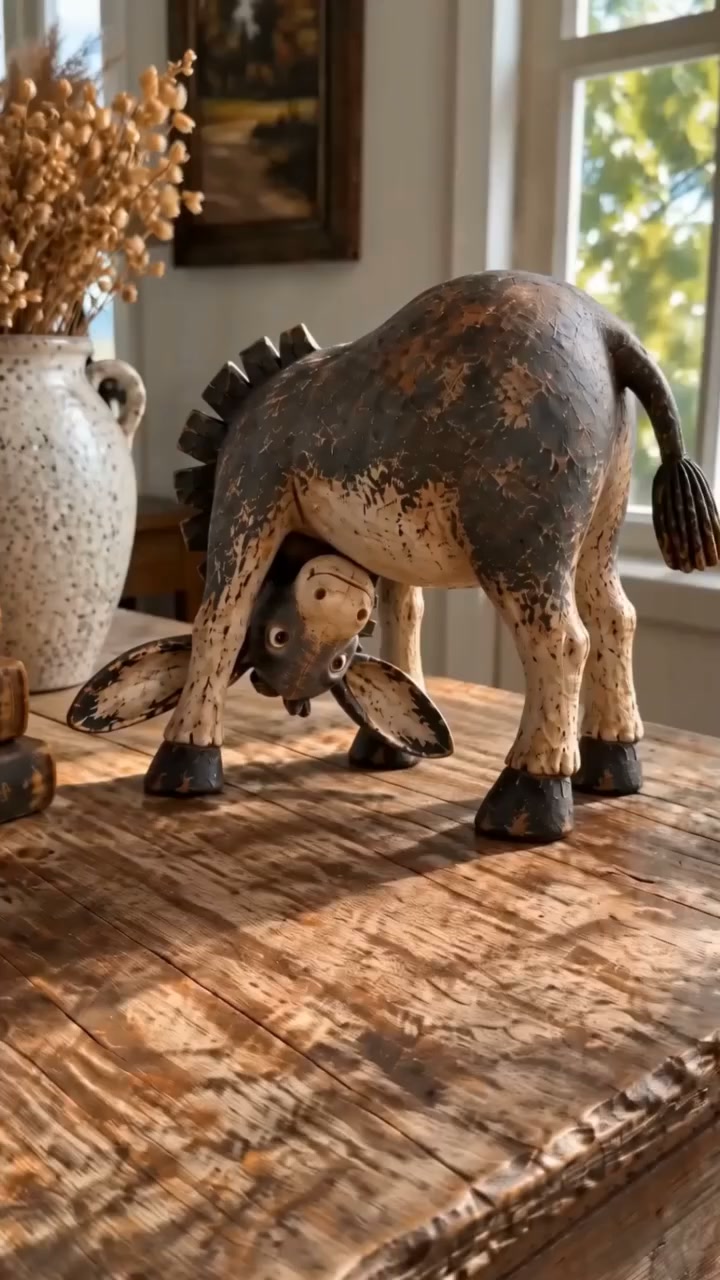 Whimsical Rustic Donkey Figurine – Vintage Farmhouse Animal Decor