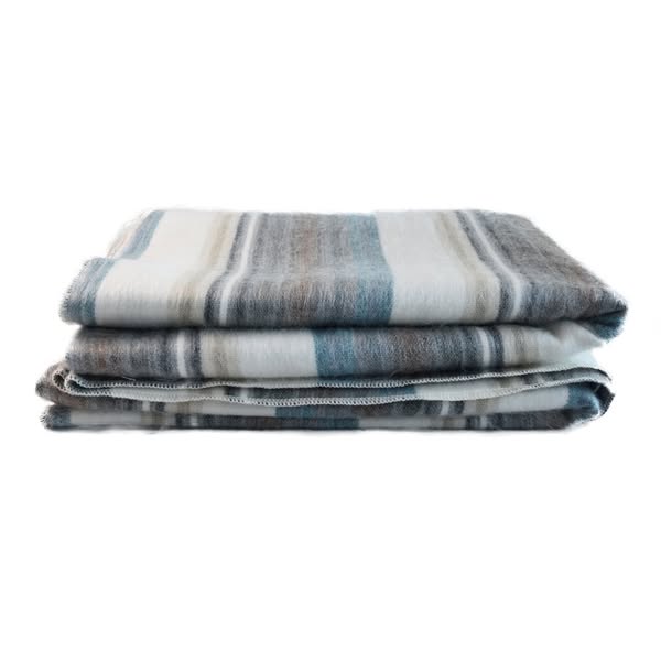 Foggy Coast Striped Alpaca Wool Blanket 241 cm x 165 cm
