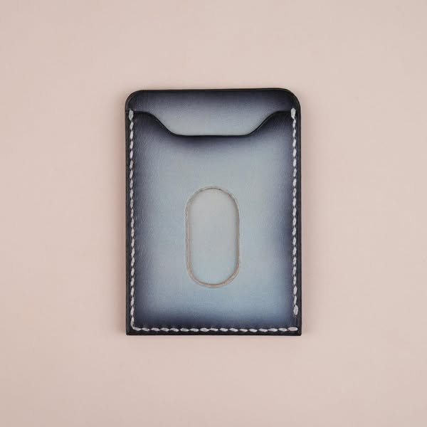 Minimalist Light Water Leather Card Holder - Patina Finish