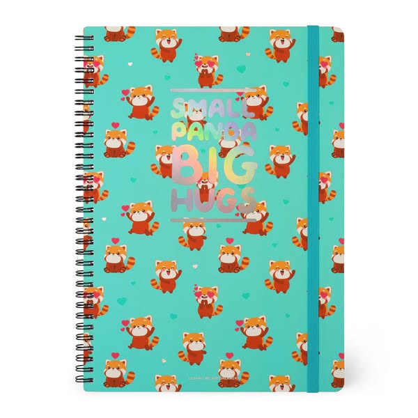 Quaderno a Righe A4 con Copertina Rigida Illustrata - Red Panda - Con Spirale