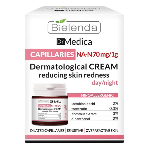 Bielenda Capillary Skin Dermatologiczny Krem do Twarzy na Zaczerwienienia na Dzień i na Noc 50ml