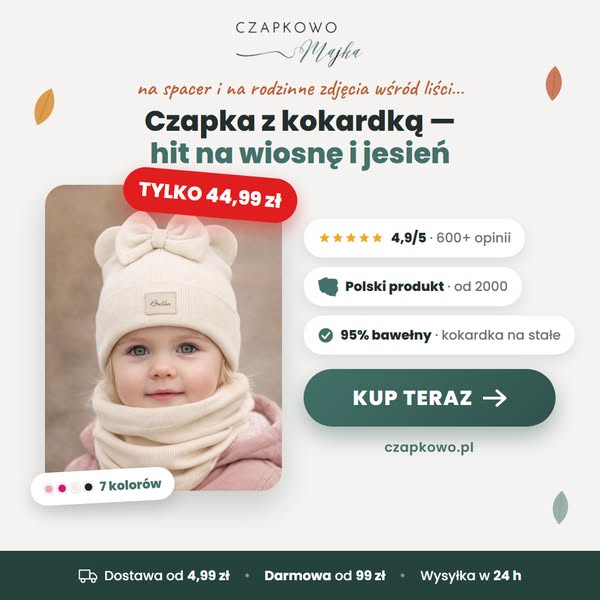Komplet z uszkami i kokardką dla dziewczynki