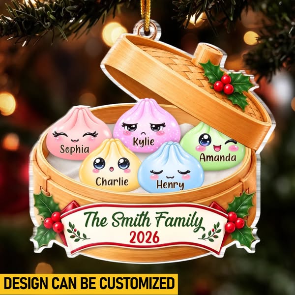 Custom Dumpling Squishy Acrylic Ornament - Personalized Christmas Birt