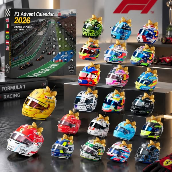 2026 Racing Helmet Advent Calendar, 24 Day Motorsport Christmas Countdown, Race Car Fan Ornament Gift