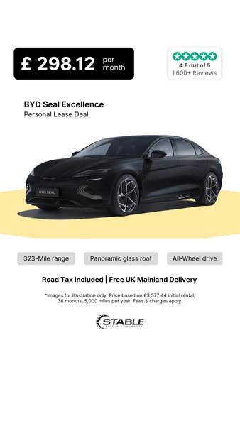 £298.12 / Month – BYD Seal Excellence AWD Lease