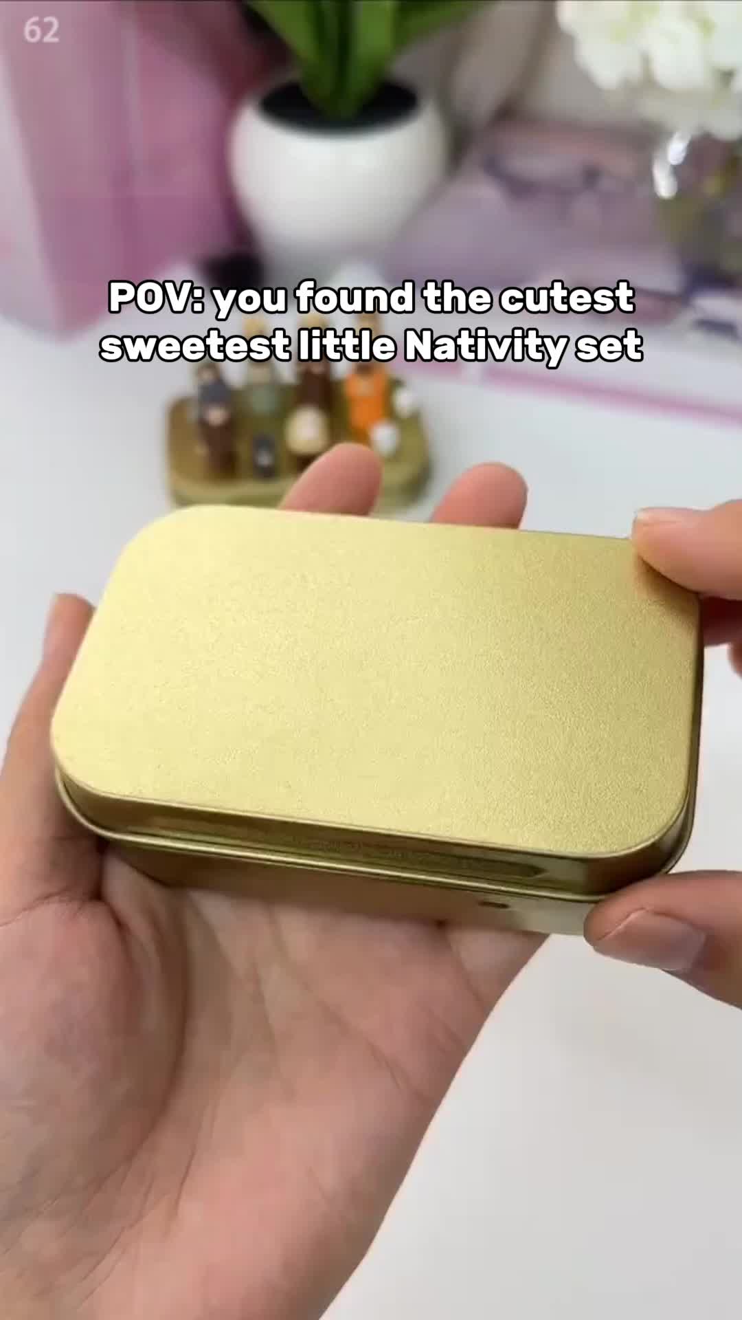 Miniature Christmas Nativity Scene Tin Set