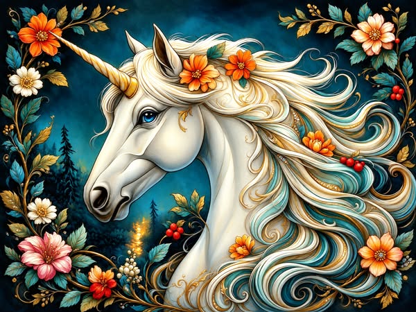 Unicorn Floral Diamond Painting Kit