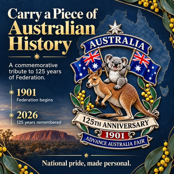 Australia 125th Anniversary Commemorative Metal Car Emblem - Buy 1 / Approx. 7-8 in