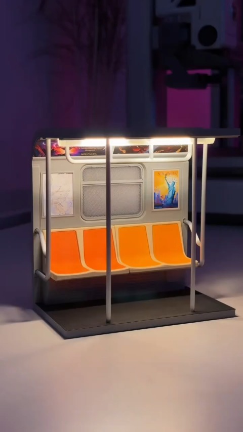 NYC Subway Train Lamp – Includes 3 Interchangeable Posters