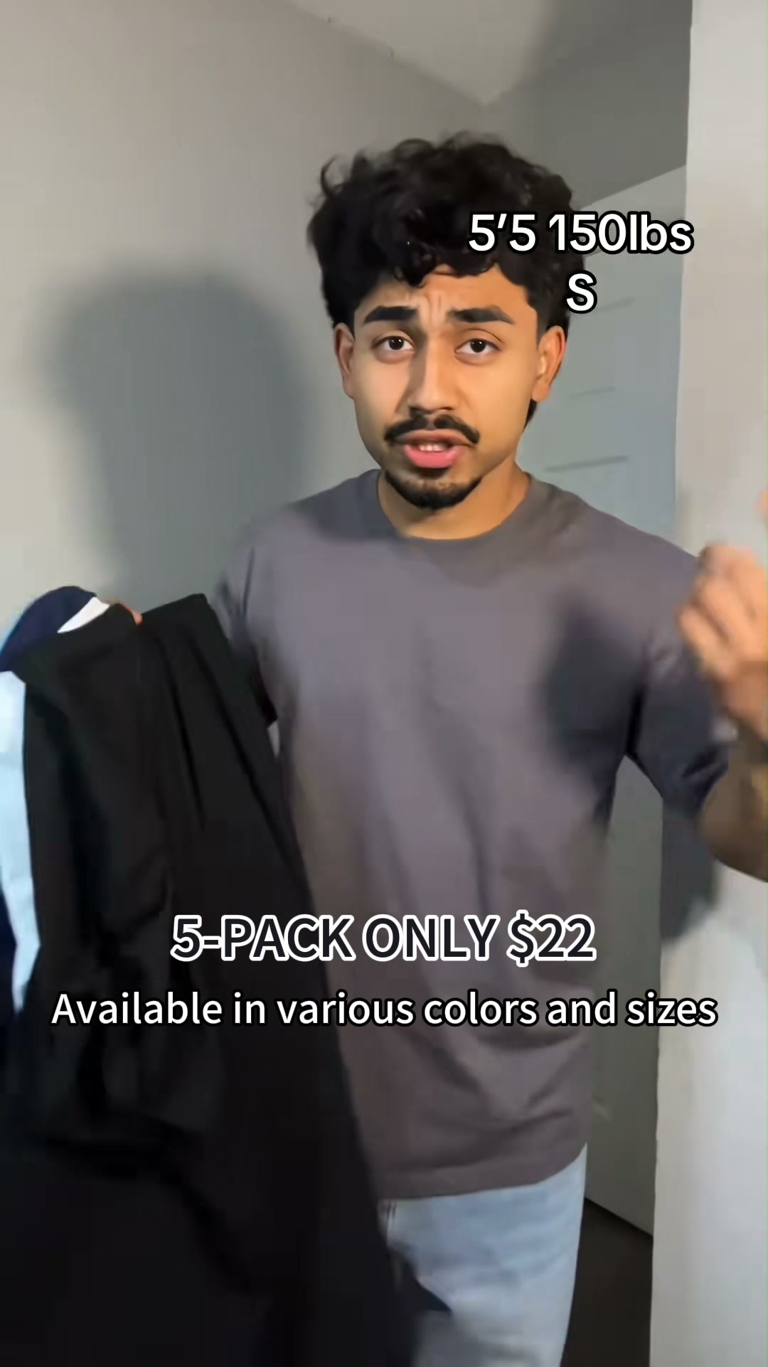 Men's 5PCS 100% cotton Crew Neck T-Shirts Set - Soft Loose Fit