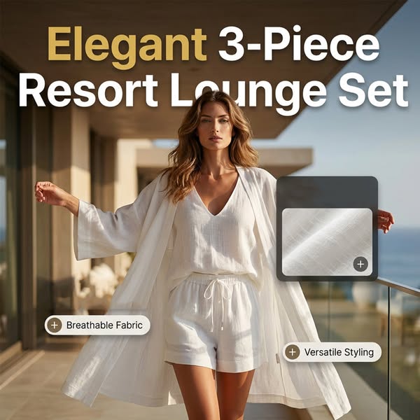 Casual 3-delige loungeset voor dames met vest