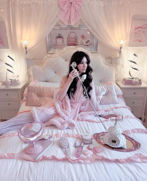 Rosé Princess Fur Chiffon Babydoll Dress