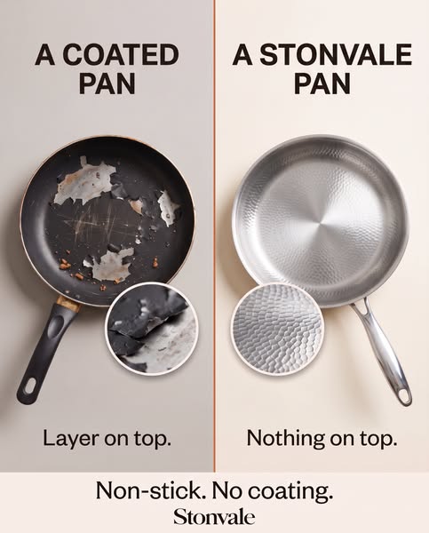 Hand-hammered titanium. No coating. No chemicals.