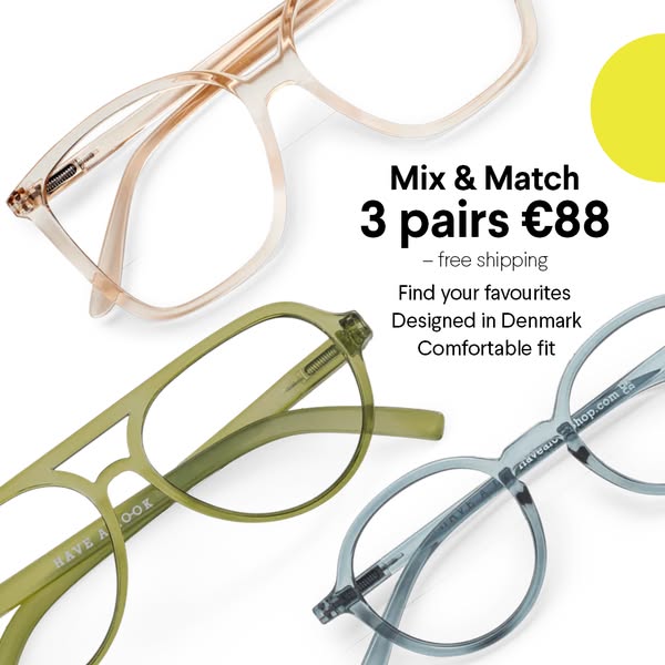 3 pairs of reading glasses for €88