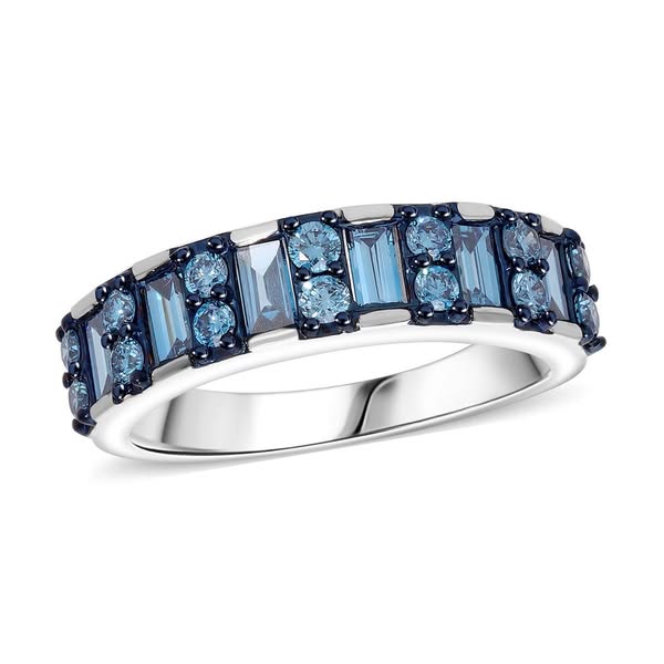 LUXURIANT DIAMOND - Lab Grown Blauer Diamant SI-GH SGL zertifiziert Ring 925 Silber platiniert (Größe 21.00) ca. 1.00 ct