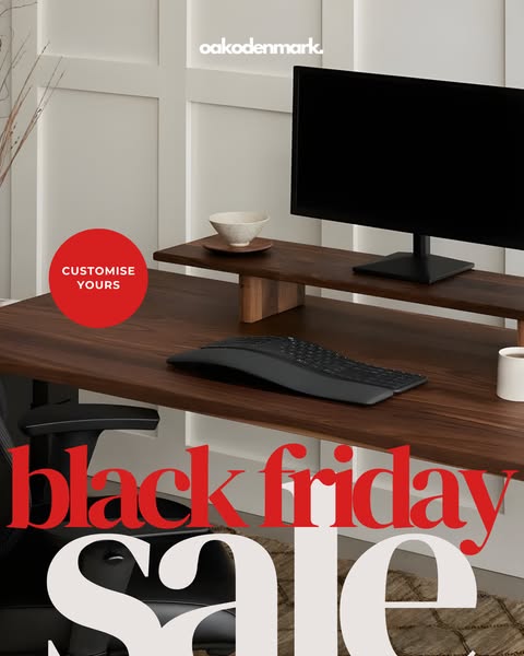 Black Friday · -30% Off Handcrafted Oak Desks