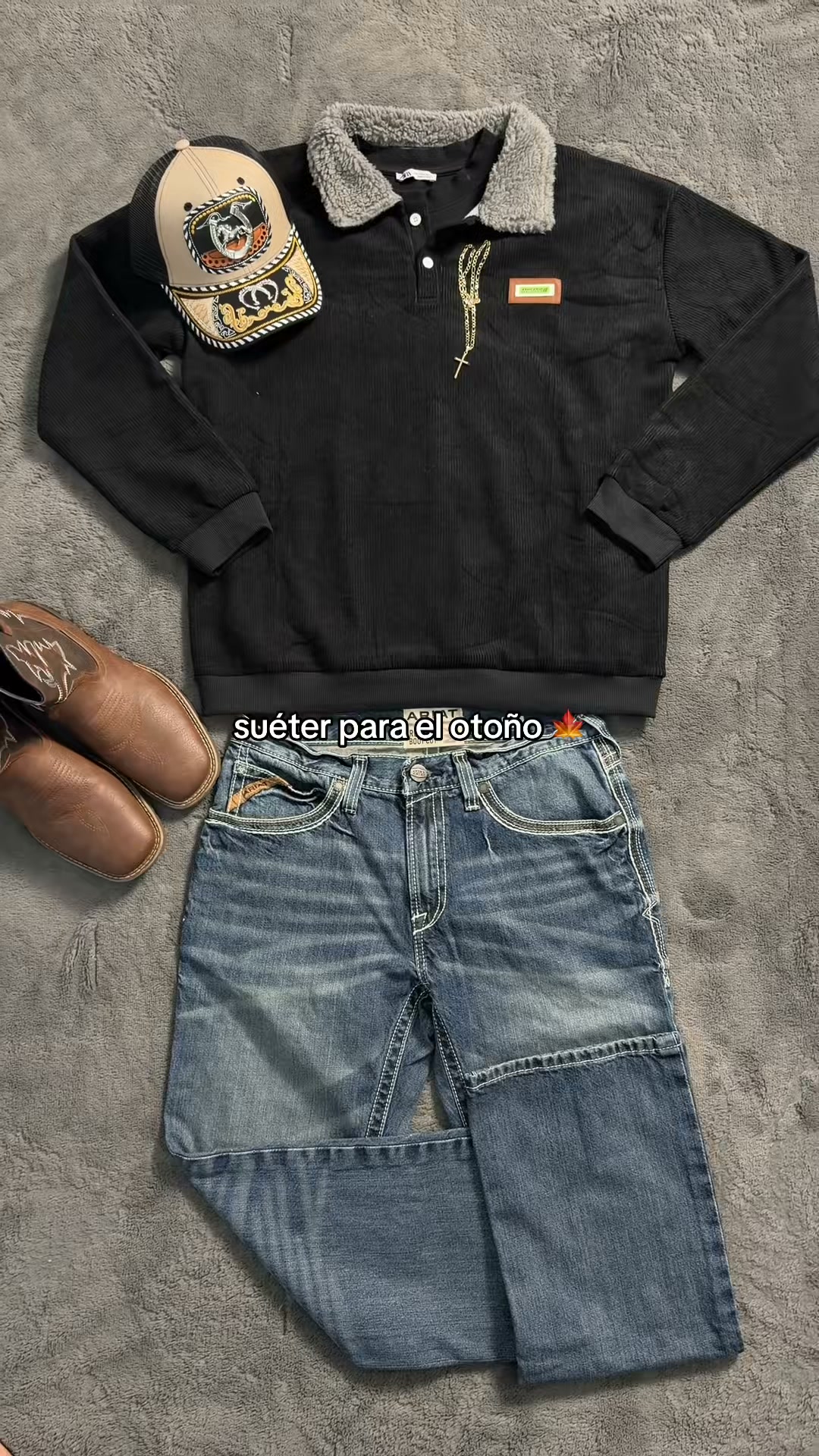 Corduroy texture. Cozy collar. Vintage energy.