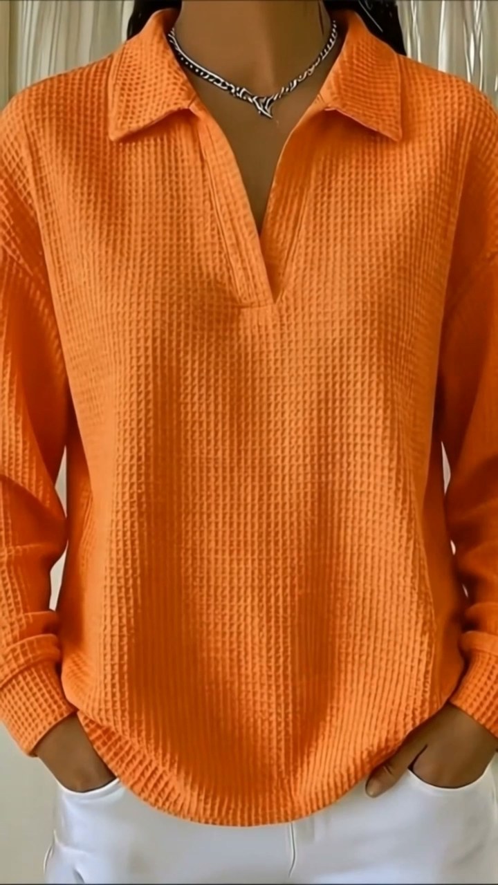 Textured Comfort | Women's Waffle-Knit V-Neck Relaxed-Fit Top