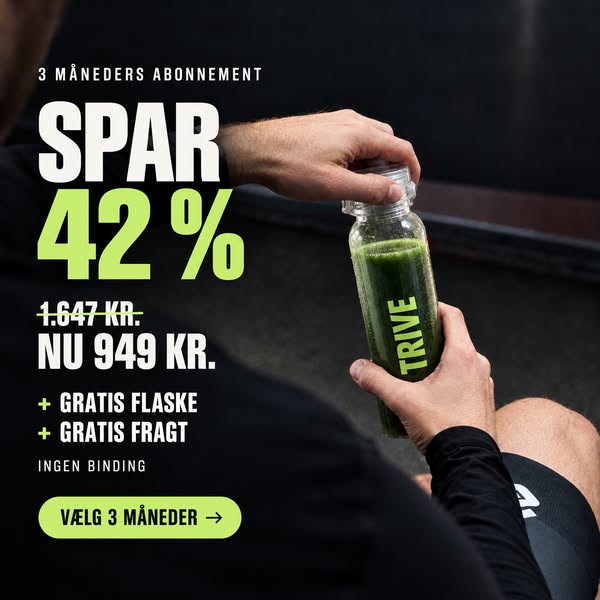 3 måneder for 949 kr. + gratis flaske og fragt