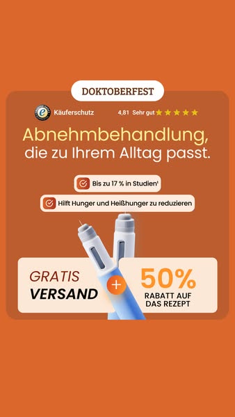 Doktoberfest Special: Kostenloser Versand + 50 % Rabatt auf das Rezept