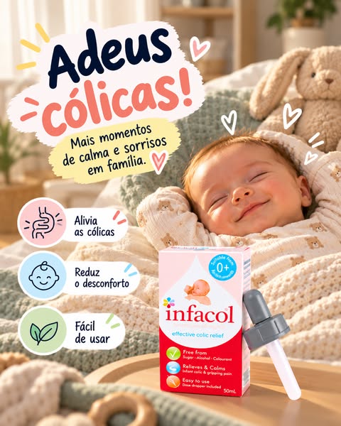Alívio das cólicas desde os 0 meses