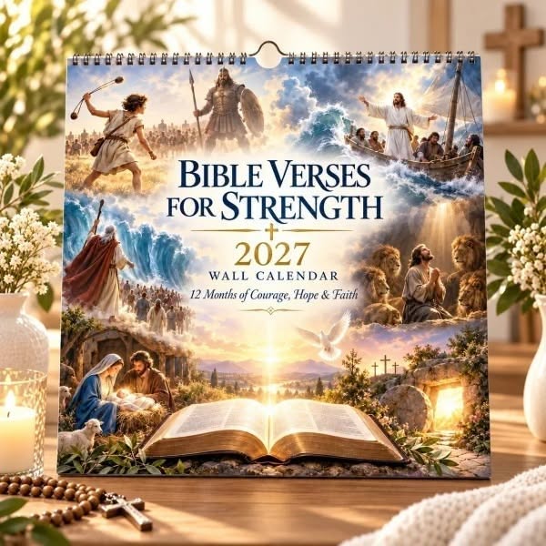 2027 Bible Verses for Strength Wall Calendar | 12 Months of Scripture-Inspired Themes, Biblical Artwork & Daily Faith for Home, Office &