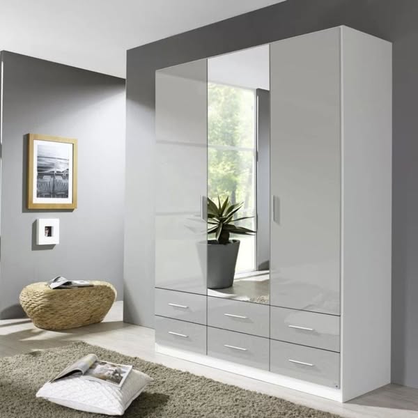 Stuttgart Soft Grey/ Alpine White 3 Door Wardrobe by Rauch